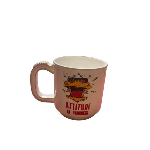 Vintage 80s USA Cartoon Duck Coffee Mugs Funny Slogans Stackable Plastic Handles - Picture 12 of 13